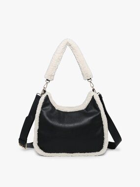 Jen and Co. Reece Vegan Sherpa Trim Satchel